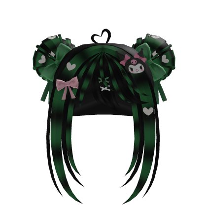 Green Emo Kawaii Bow Hair Cute Goth Y2K Girl Roblox item