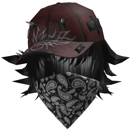 Y2K Black Shadow Streetwear Hat Hair Set Roblox item