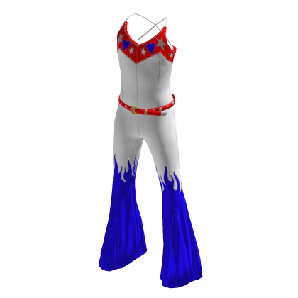 July 4th USA Blue Red Fireworks Jumpsuit