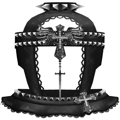 Gothic Black Studded Dagger Lace Dress w Choker Roblox catalog item