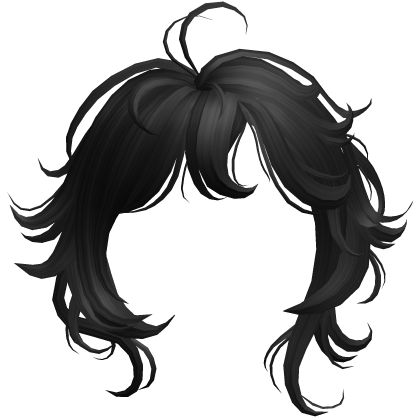 Messy Fluffy Swirly Curly Anime Bangs in Black Roblox item