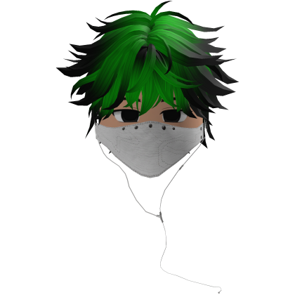 Cute Emo Boy Headphones Mask white Y2K ( green )