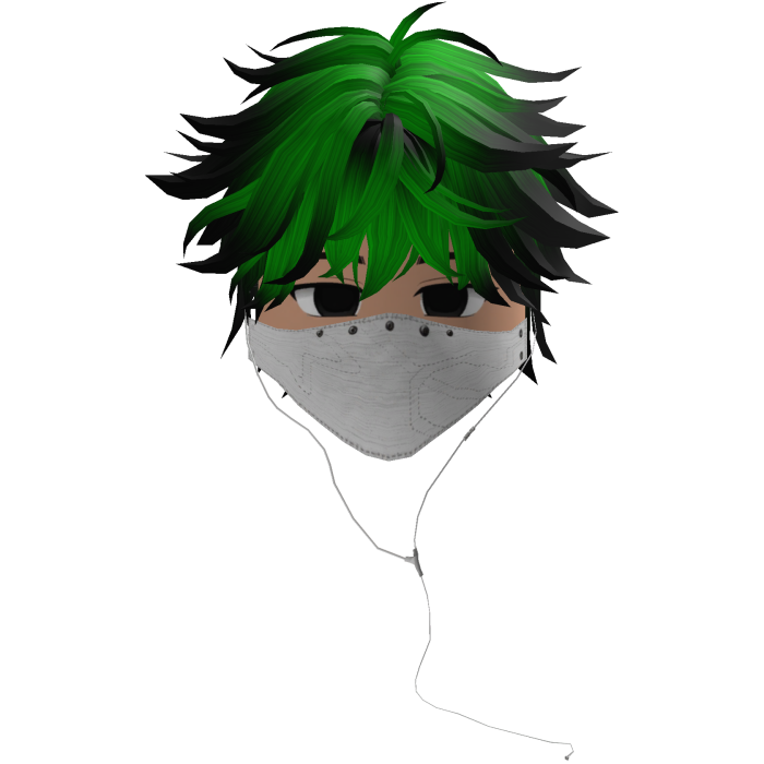 Cute Emo Boy Headphones Mask white Y2K ( green )