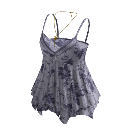 Y2K Floral Babydoll Cami Top w/ Necklace (Purple)