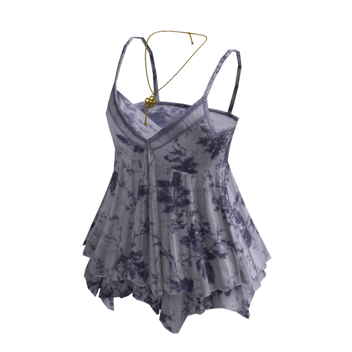 Y2K Floral Babydoll Cami Top w/ Necklace (Purple)
