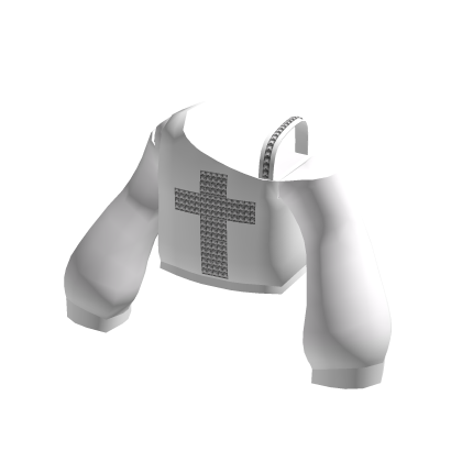 Emo Off-Shoulder Studded Cross Sweater in White thumbnail