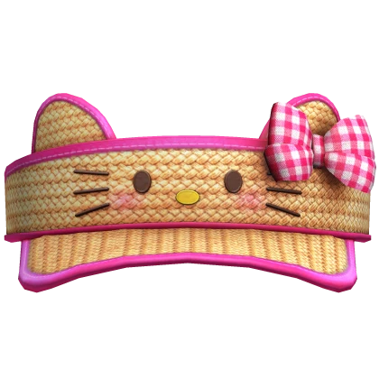 Summer Beach Woven Crochet Kitty Visor Hot Pink | Roblox Item