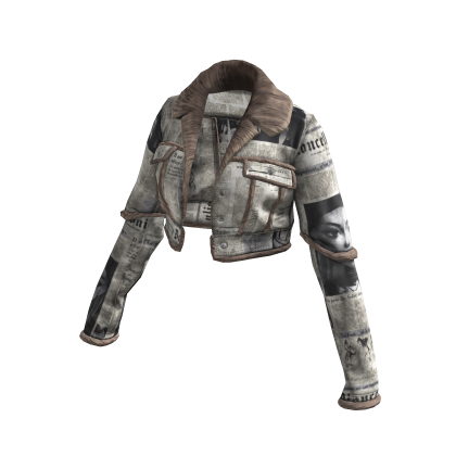 Newspaper Cropped Fur Leather Jacket