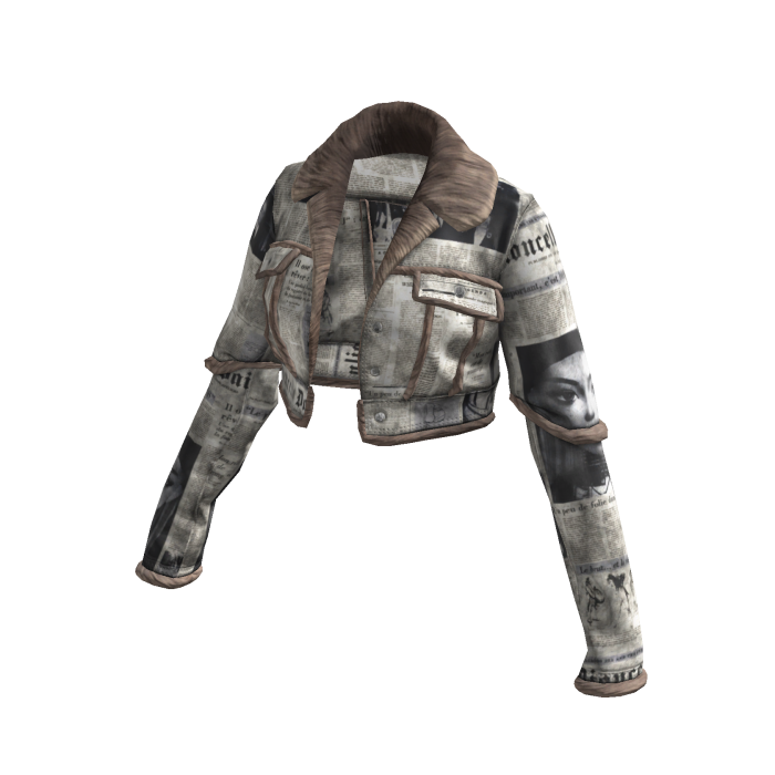 Newspaper Cropped Fur Leather Jacket