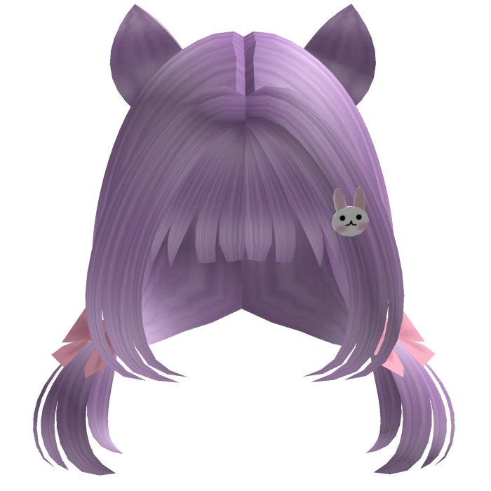 FREE ꒱ cute purple w/bunny clips hair