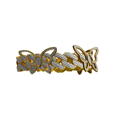 SG| Sadity Gold Butterfly Cuban Bracelet (L)