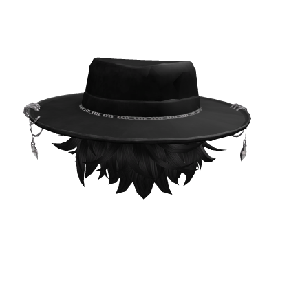 Wolfcut Pierced Sun Hat Messy Hair Black