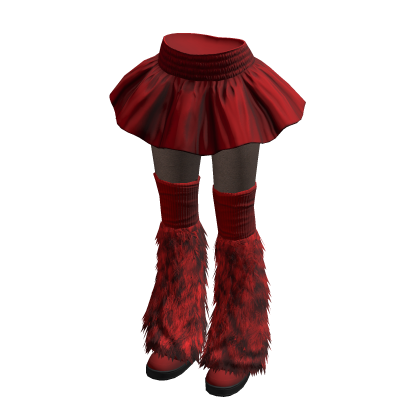Red Ruffle Skirt Snow Boots Mini Chic Y2K Outfit thumbnail