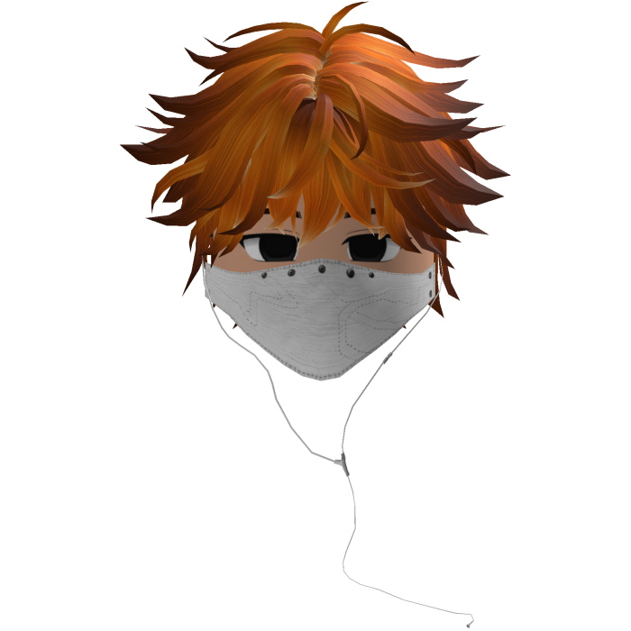 Cute Emo Boy Headphones Mask white Y2K ( orange )