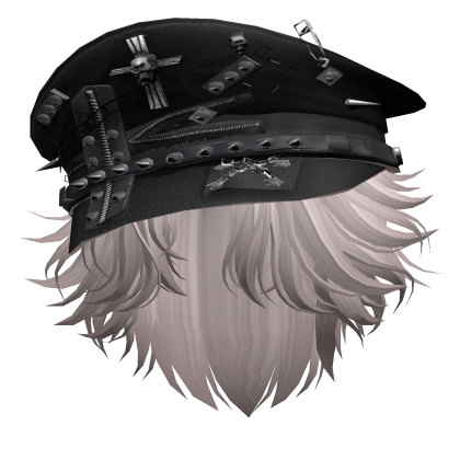 Ash Side Swept Anime Hair w/ Y2K Captain Hat Roblox item