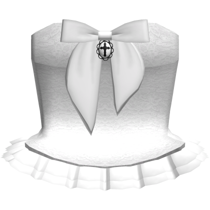 White Cute Gothic Bow Dress w/ Cross Charm