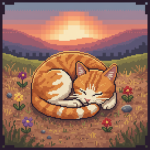 Orange Cat sleeping anywhere