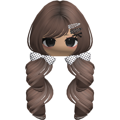 Polka Dots Pigtails Hair In Milktea Wth Face