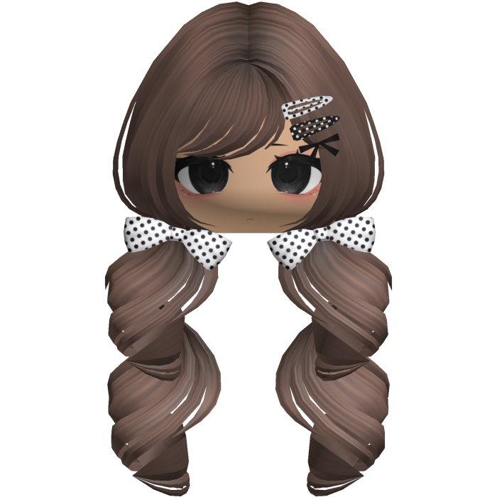 Polka Dots Pigtails Hair In Milktea Wth Face