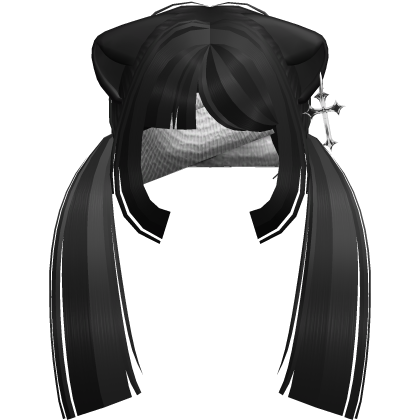 Gothic Shoujo Bandage Straight Pigtails in Black Roblox item