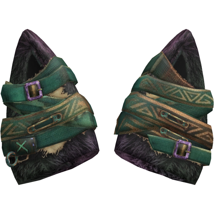 Green Brocade Buckled Cat Ears