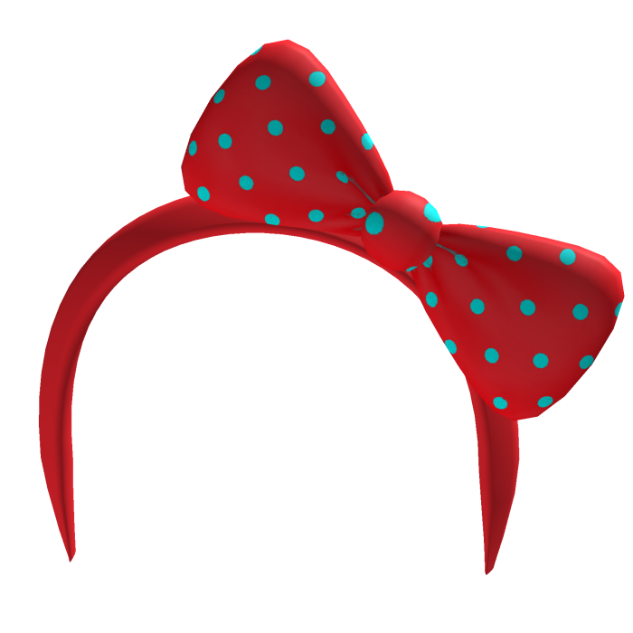 M$| Red and Cyan Polkadot Headband Bow