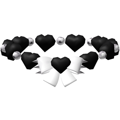 cute jumbo black hearts necklace w white bow