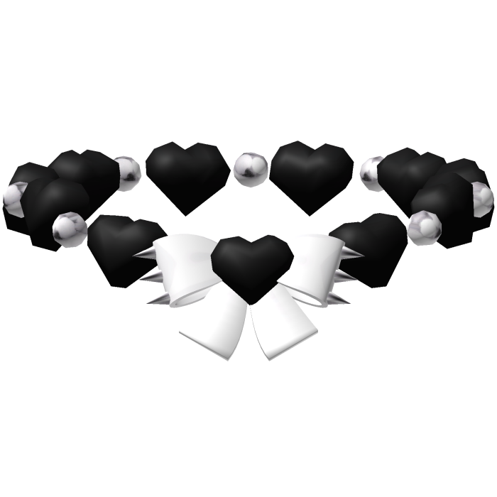 cute jumbo black hearts necklace w white bow