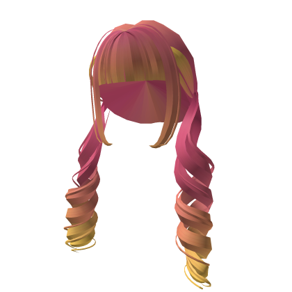 Curled Pigtails in pink and yellow thumbnail