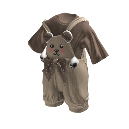 💜 Teddy Bear Overalls Chibi Style_Brown