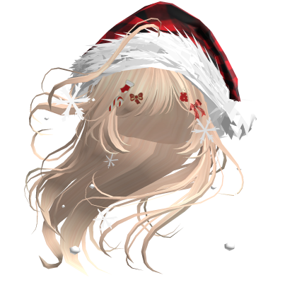 Lush Windy Hair w/Santa Hat (Blonde)