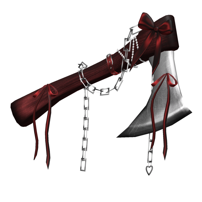 Goth Ribbon Chained Axe In Red L