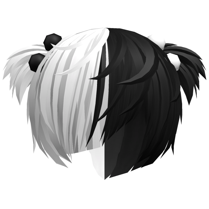 (//_^) black&white messy anime vkei emo hair buns