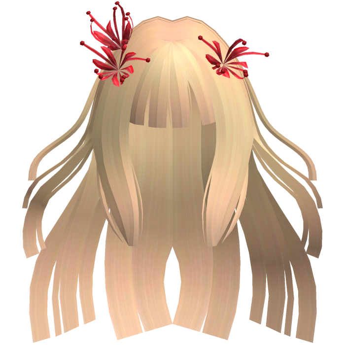 Sunny Blonde Long Windy Hime Hair w/ Spider Lily