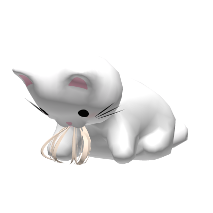 White cat eating blonde hair on head Roblox item