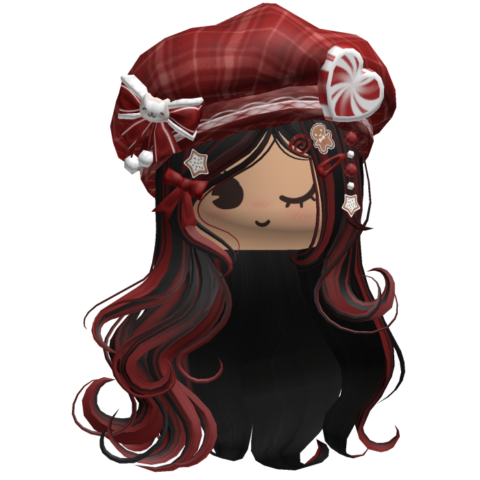 ♡ Christmas Swirls w/ Beret (Black & Red)
