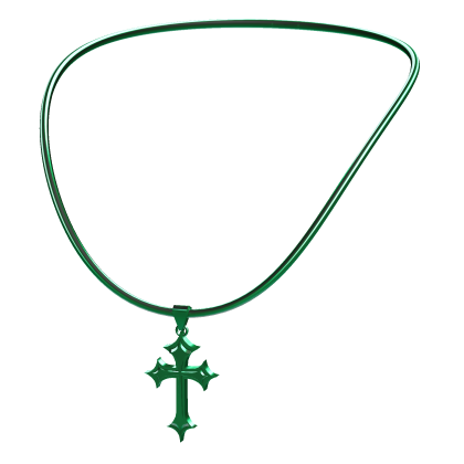 -',ৎ Green Y2K Cross Necklace (3.0)