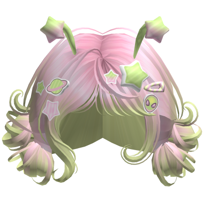 ♡ Alien Buns With Space Charms (Pink and Green)