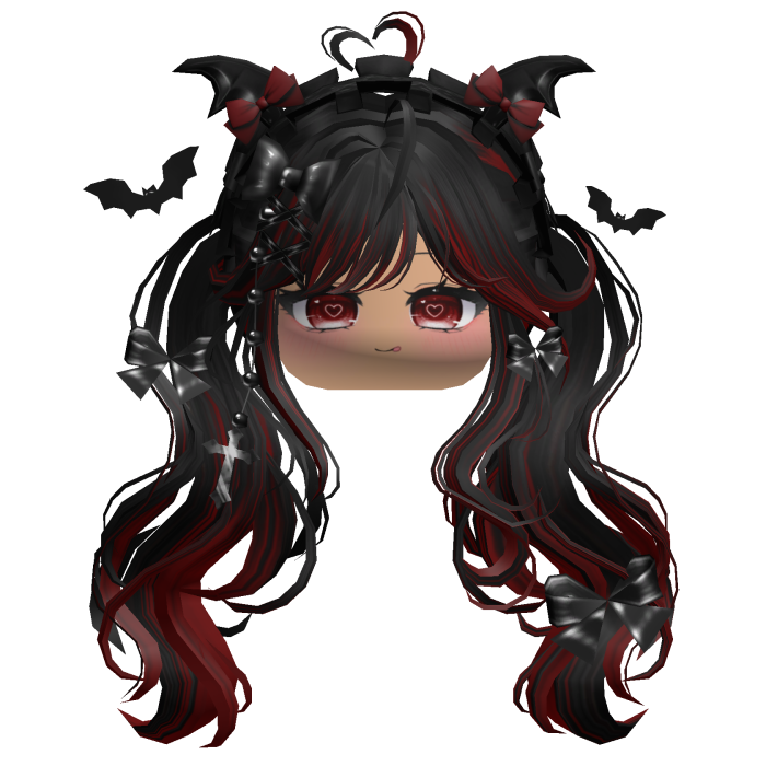 Goth Wavy Pigtails w/Headband (Black)