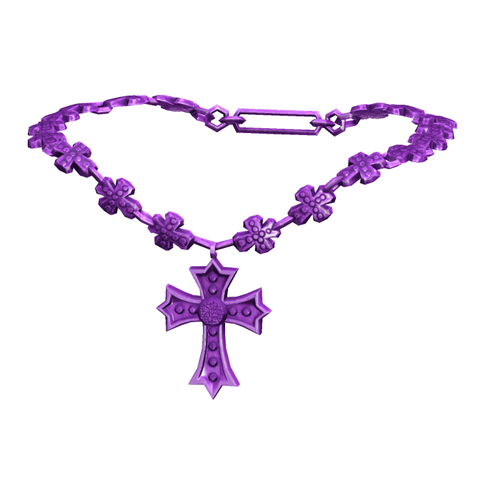 -',ৎ Jeweled Goth Y2K Cross Necklace in Purple
