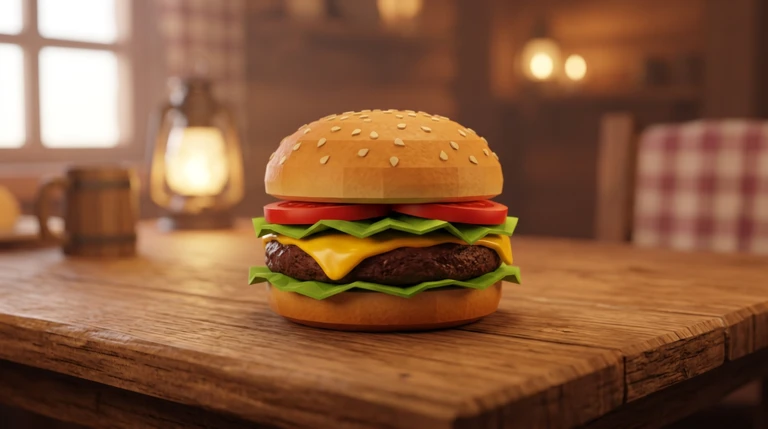 テーブルの上のバーガー