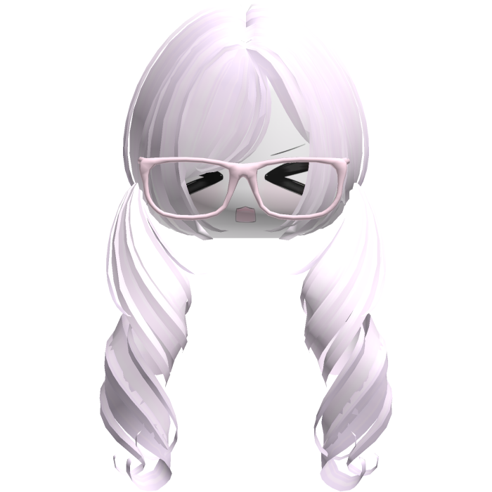 Cute Kawaii Purple Curly Pigtails /w Glasses