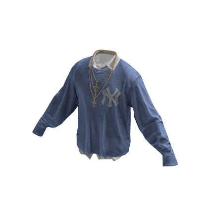 Blue NY Sweater w / Gold Chains