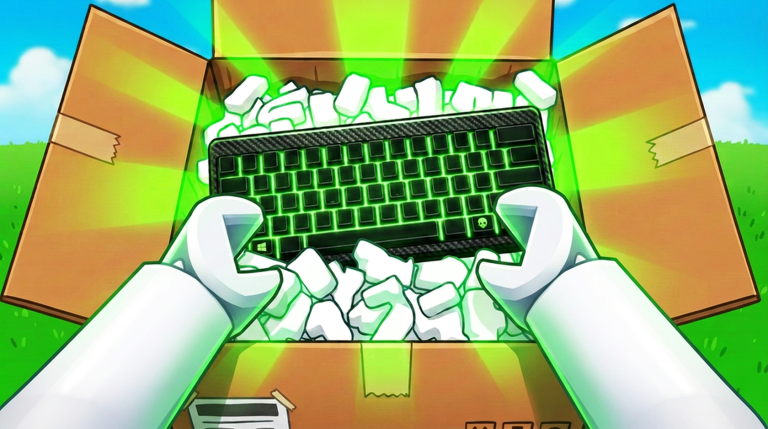 Orange unboxing crate shown in official Unbox a Keyboard art