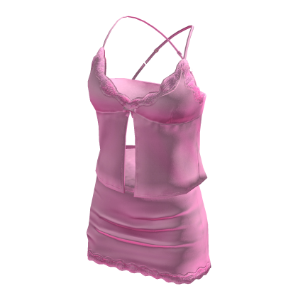 BB Cute Satin Lace Bow Cami Outfit Pink
