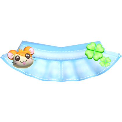 🍀 kawaii light denim hamtaro hamster clover skirt