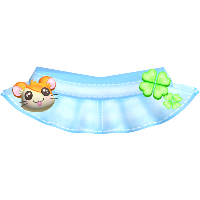 🍀 kawaii light denim hamtaro hamster clover skirt