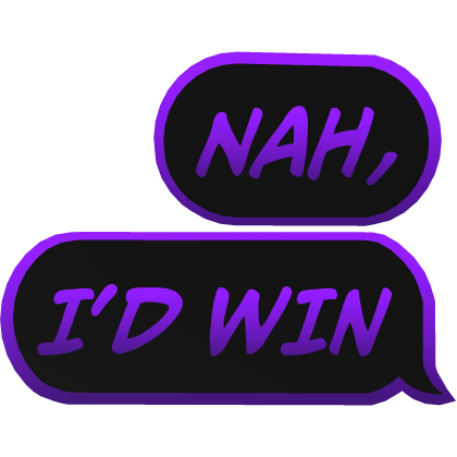 nah i'd win cartoony purple galaxy text Roblox item