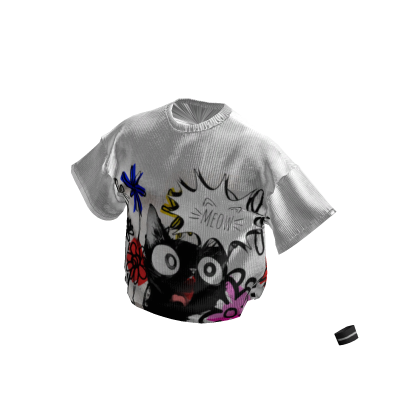 Streetwear doodle cat in garden shirt thumbnail