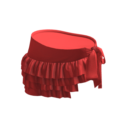Red Tied Ruffle Mini Skirt